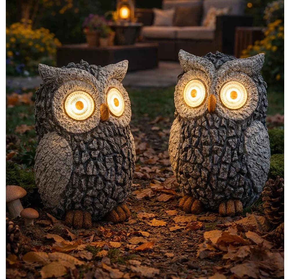 GLOBO LIGHTING LED Dekofigur Solar Eule Gartenskulptur Grau - Bild 4