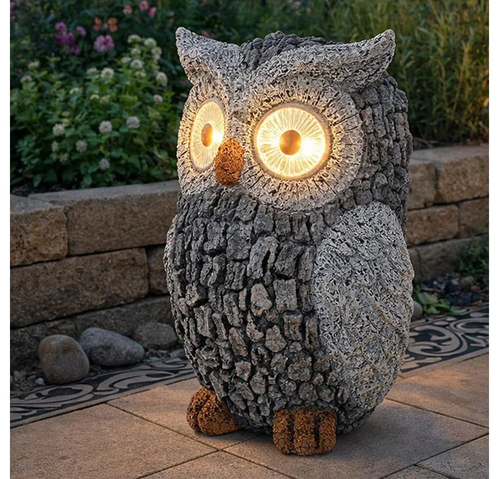 GLOBO LIGHTING LED Dekofigur Solar Eule Gartenskulptur Grau - Bild 5