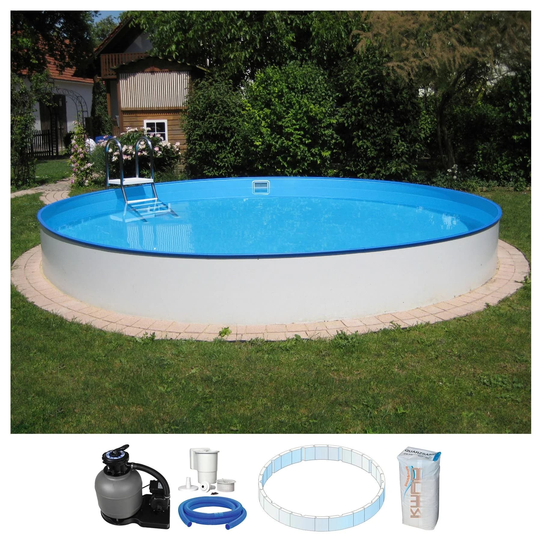 KWAD Rundpool PALMA Teileinbau 500x120cm mit Sandfilter