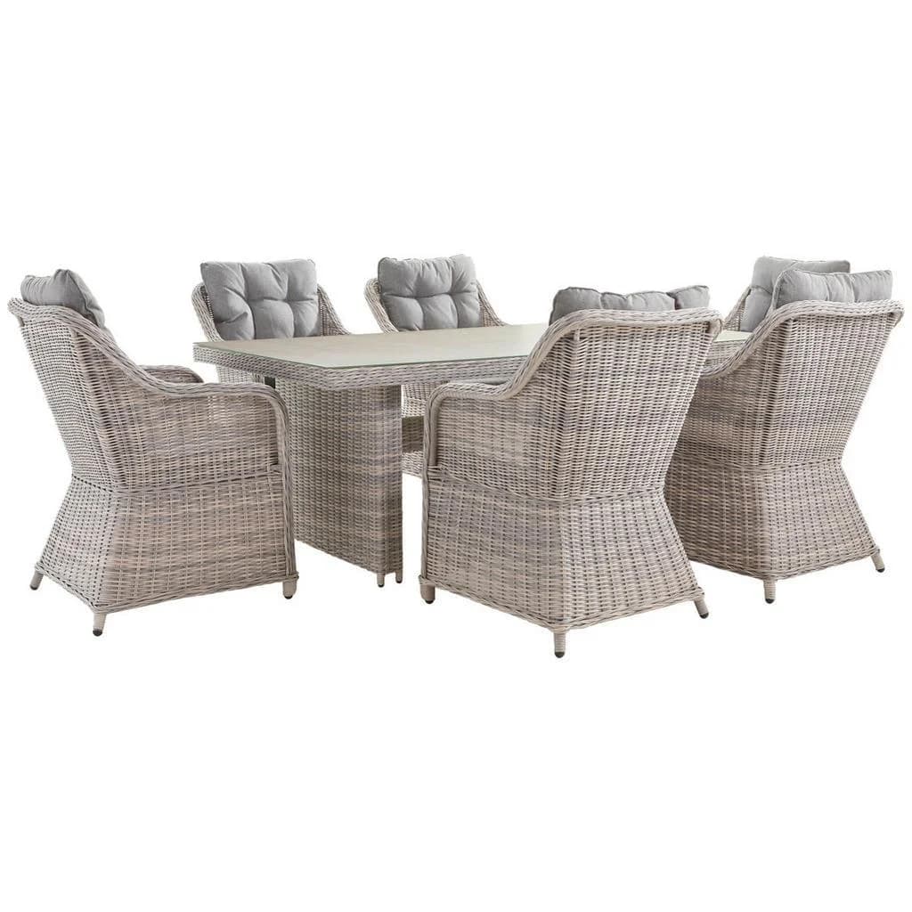 Ambia Garden Dining-Loungeset 7-tlg. Grau Aluminium Polyethylen