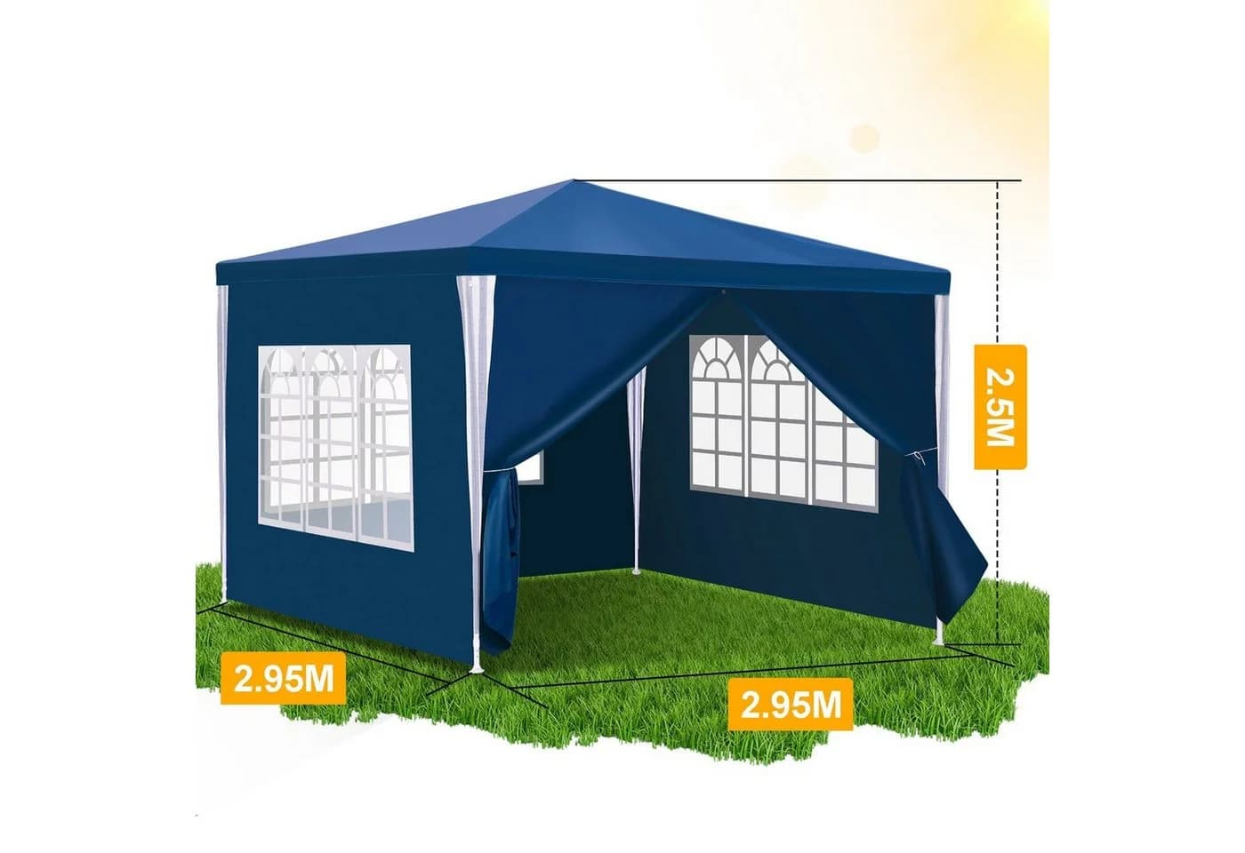 Clanmacy Pavillon Partyzelt Wasserdicht mit Fenster 3x3m/3x6m