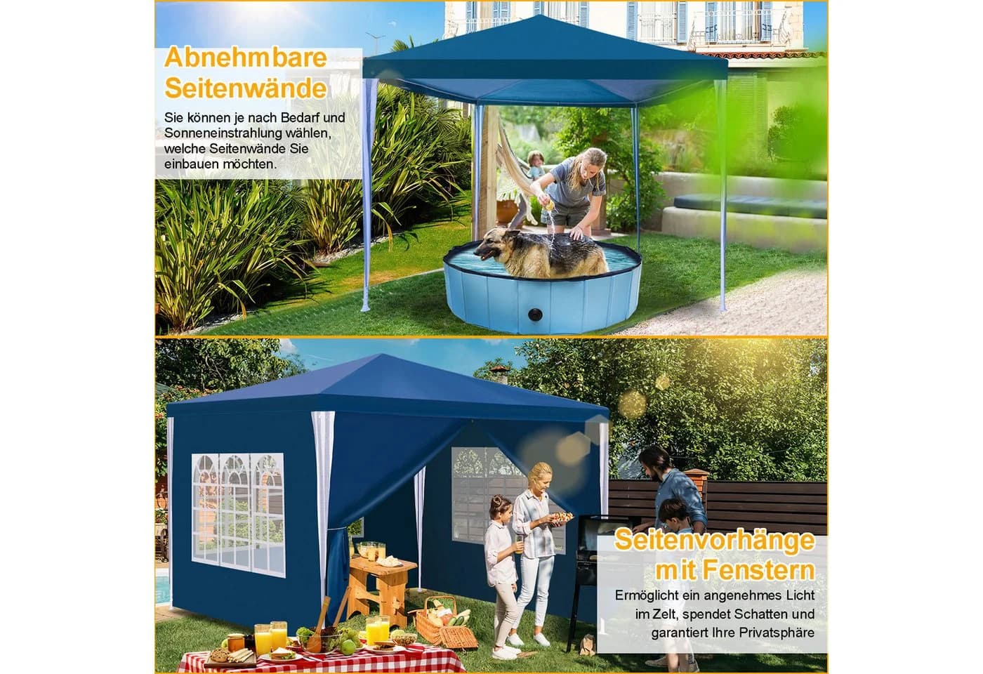 Clanmacy Pavillon Partyzelt Wasserdicht mit Fenster 3x3m/3x6m - Bild 4