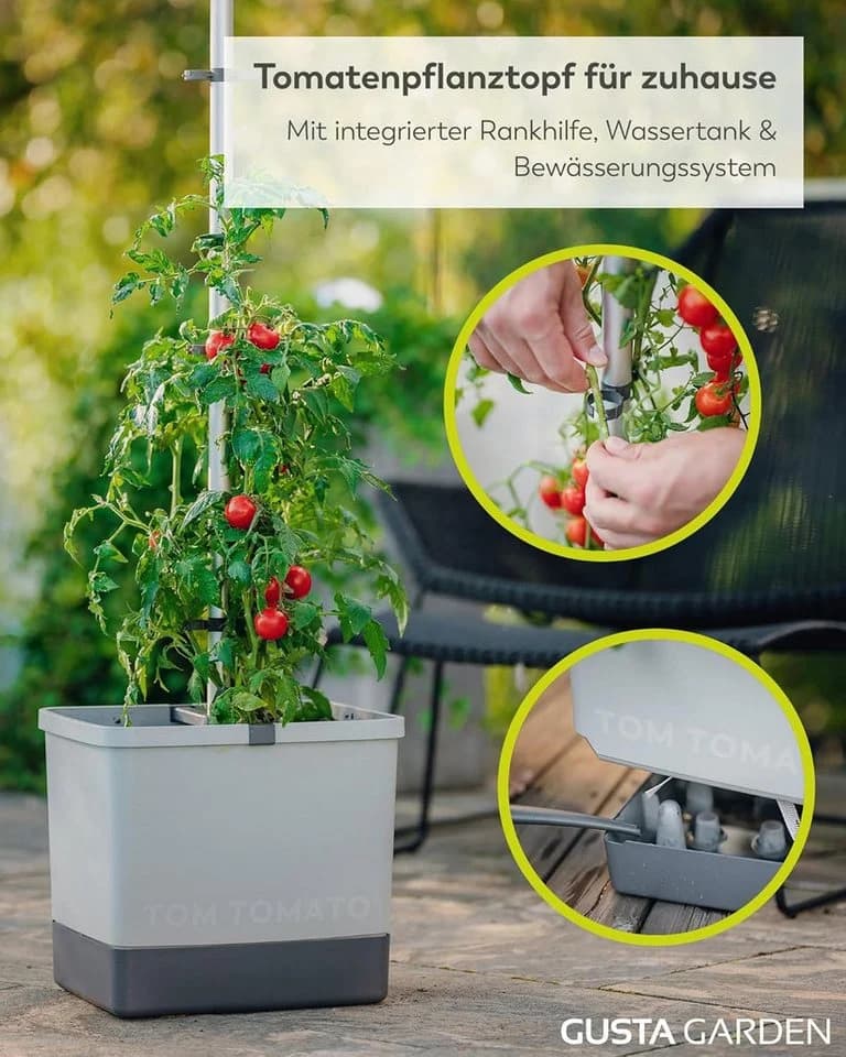 Gusta Garden Tomatentopf TOM TOMATO inkl. Rankhilfe und Bewässerungssystem