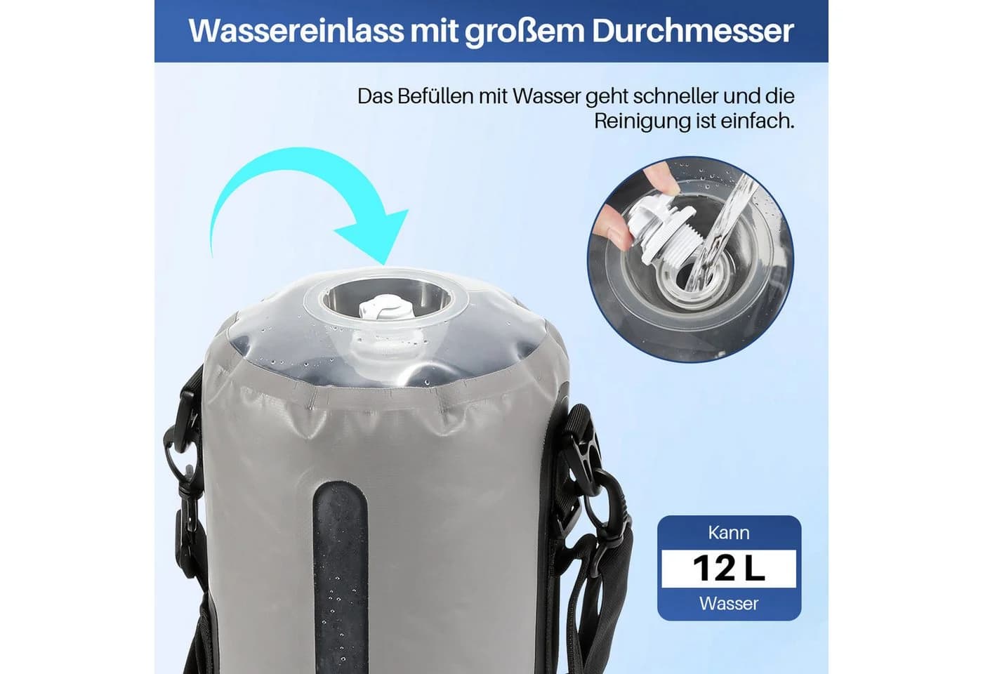 Clanmacy Gartendusche 12L mit Pumpe Grau - Bild 3