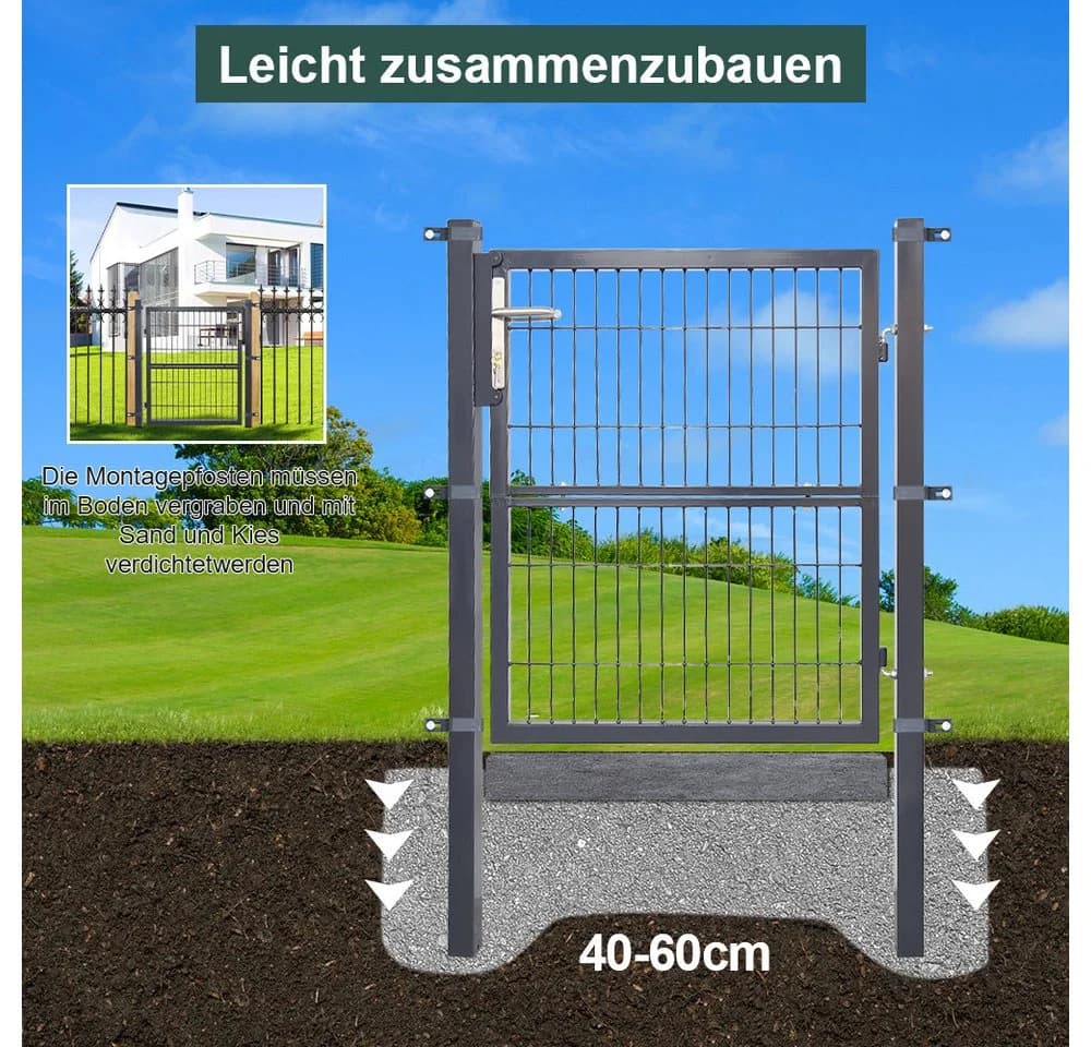 Clanmacy Gartentor Anthrazit mit Schloss - Bild 5