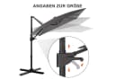 GUNJI Sonnenschirm 270/330 cm Grau Metall UV Schutz 50+ 360° drehbar Bild 3