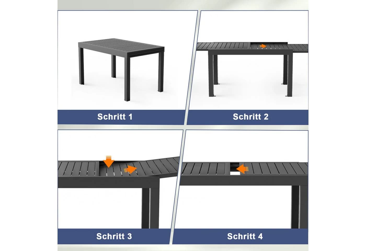 HOMALL Gartentisch Aluminium Ausziehtisch Gartenstuhl - Bild 5