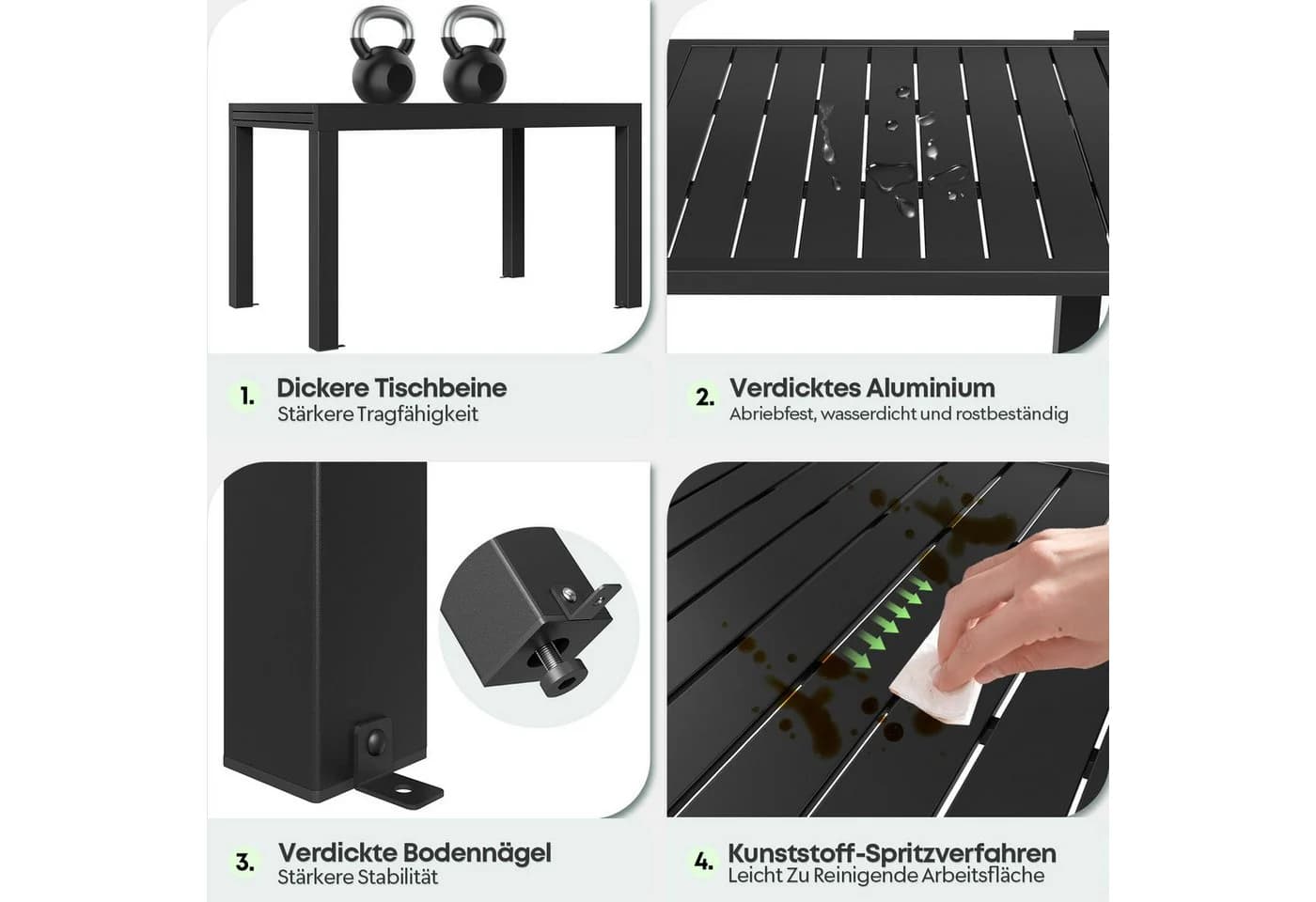 GUNJI Ausziehbarer Aluminium Gartentisch für 4-10 Personen Grau/Braun - Bild 5