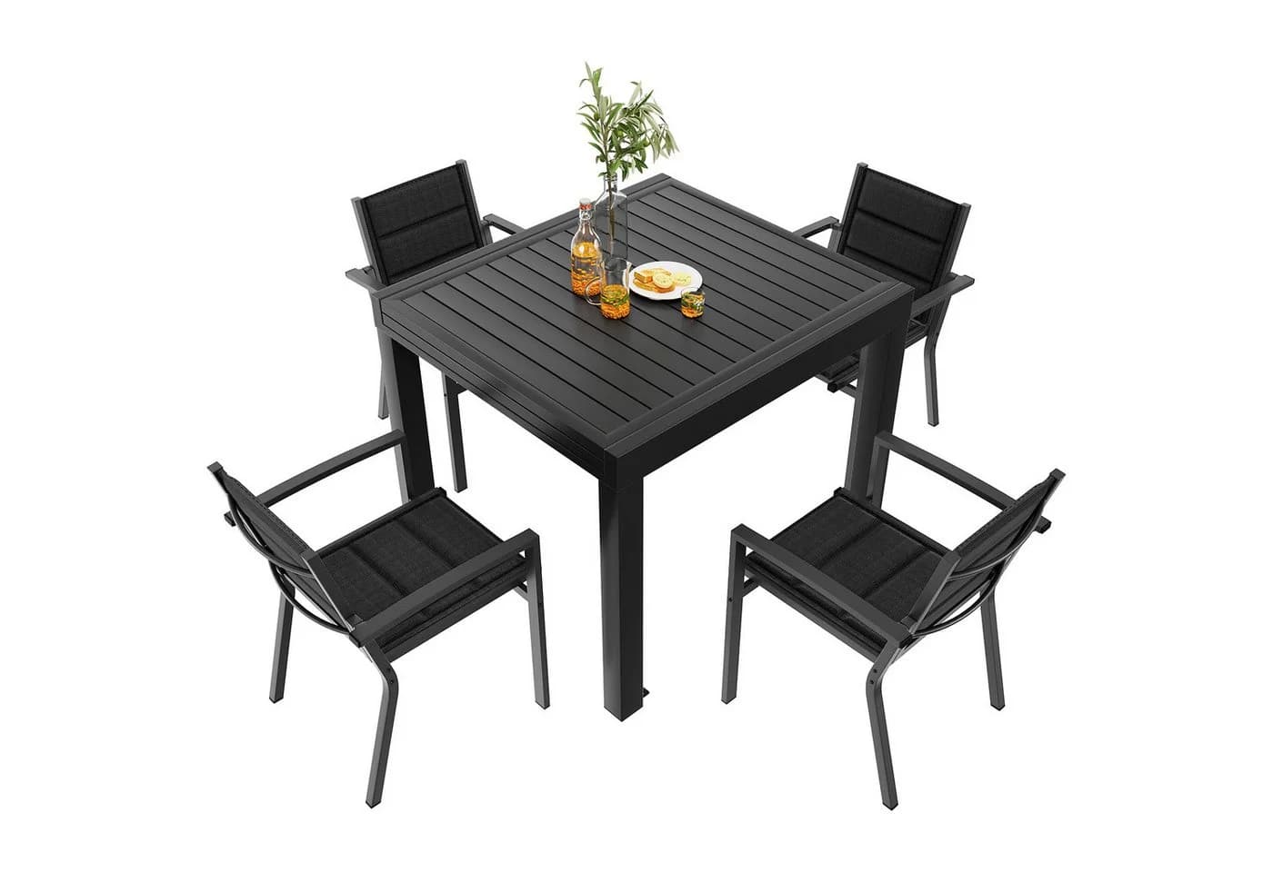 Furnicopia Gartenstuhl Set 4 Stk. Aluminium Grau Tecslin