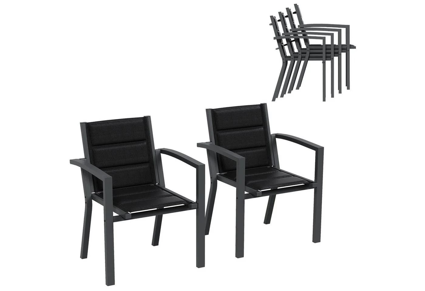 Furnicopia Gartenstuhl Set 4 Stk. Aluminium Grau Tecslin - Bild 2