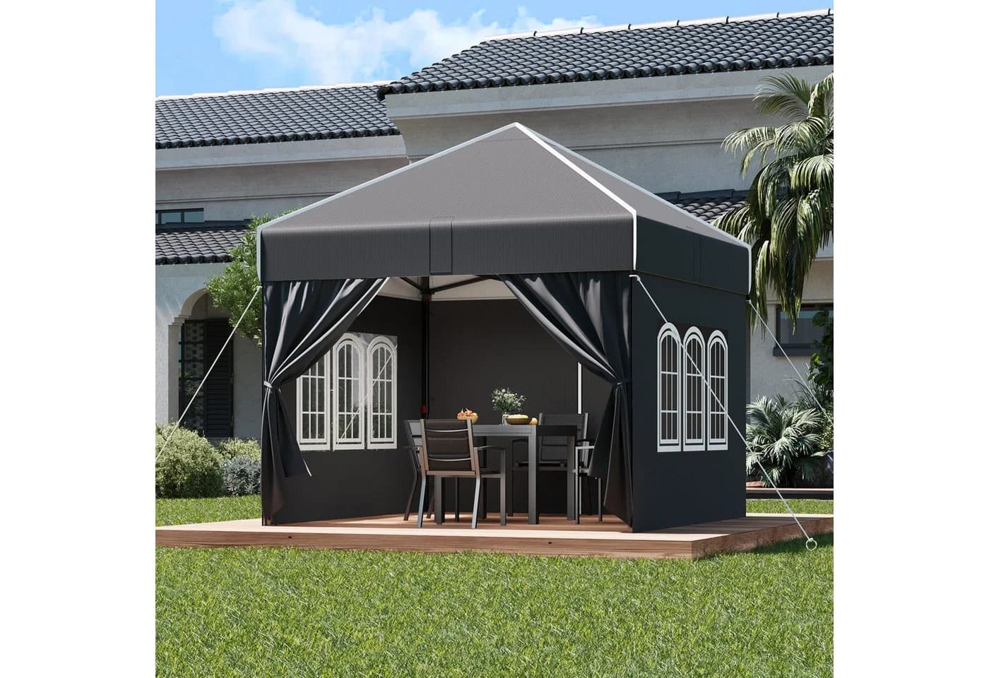 GUNJI Faltpavillon 3x3/3x4.5/3x6m Gartenpavillon mit 4 Seitenwänden - Bild 4