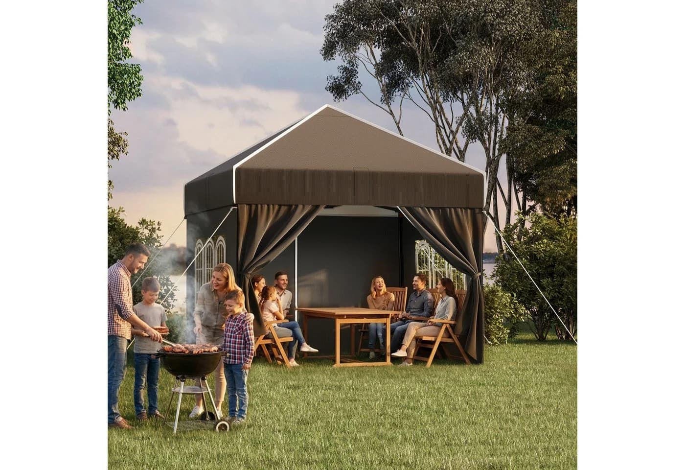 HOMALL Pavillon winterfest und wasserdicht 3x3/3x4.5/3x6m Faltpavillon Gartenpavillon