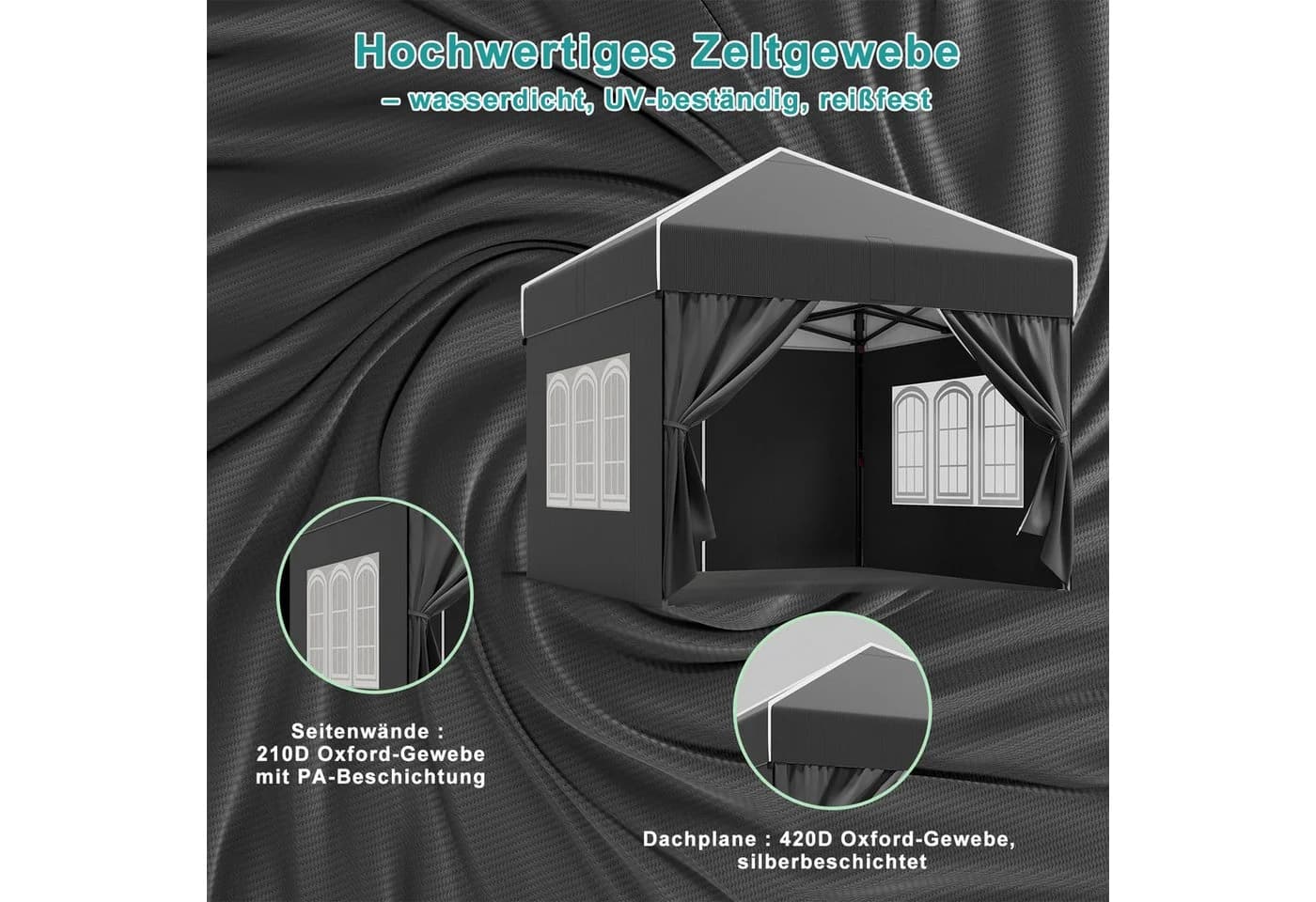 HOMALL Pavillon winterfest und wasserdicht 3x3/3x4.5/3x6m Faltpavillon Gartenpavillon - Bild 4