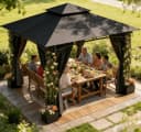 HOMALL Pavillon 3*3 Gartenpavillon mit Blumenkästen und Seitenteilen Bild 1