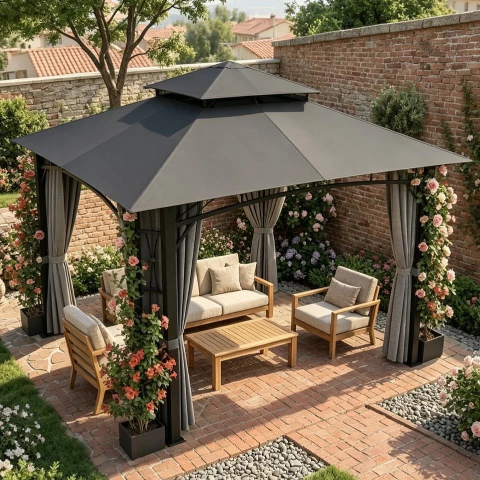GUNJI Pavillon 3x3m Gartenpavillon mit Blumenkasten - Bild 2