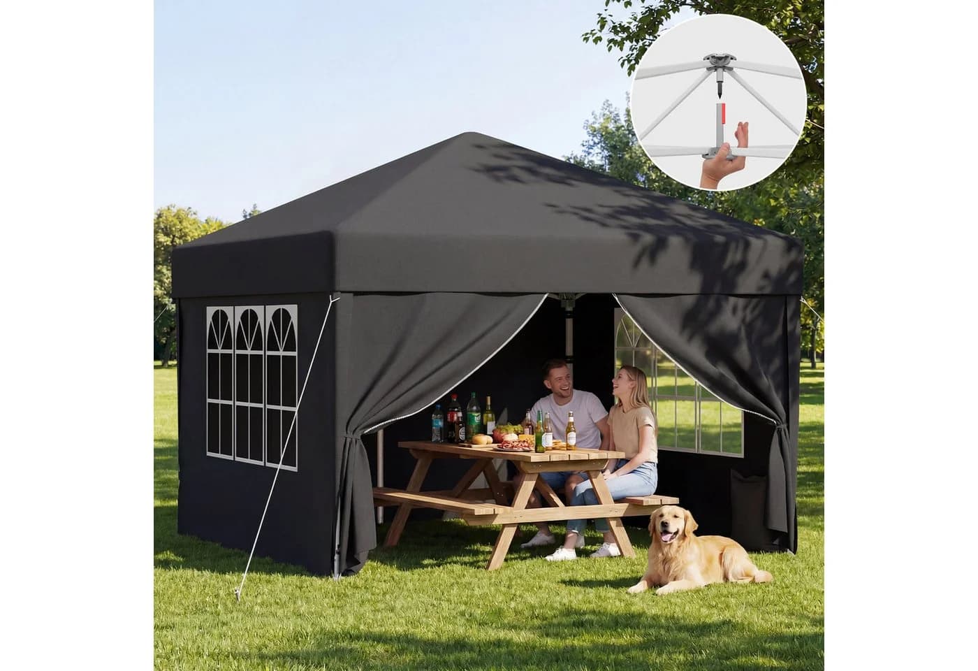 HOMALL Pavillon 3x3/3x6 m Faltpavillon Gartenpavillon Winterfest