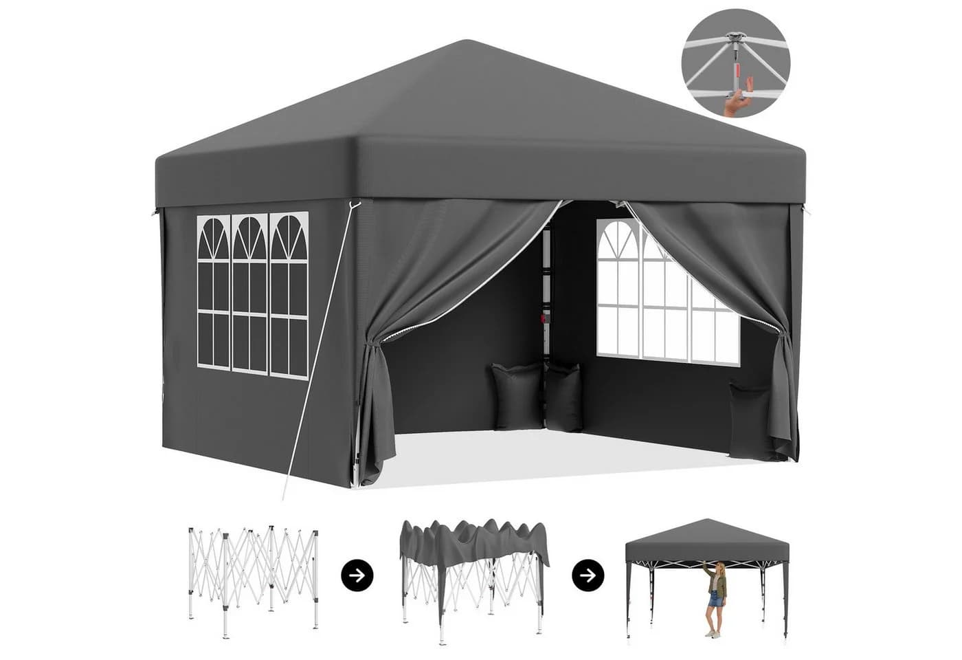 HOMALL Pavillon 3x3/3x6 m Faltpavillon Gartenpavillon Winterfest - Bild 2