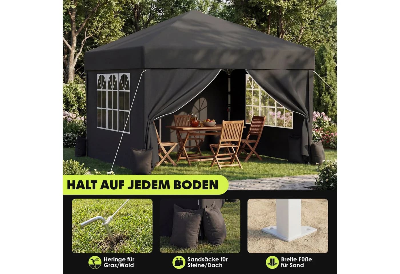 HOMALL Pavillon 3x3/3x6 m Faltpavillon Gartenpavillon Winterfest - Bild 5