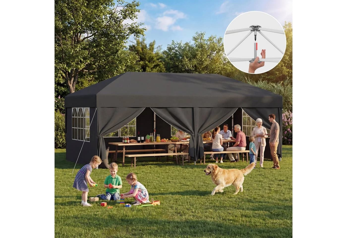 HOMALL Faltpavillon 3x3/3x6 m wasserdicht mit Seitenteilen