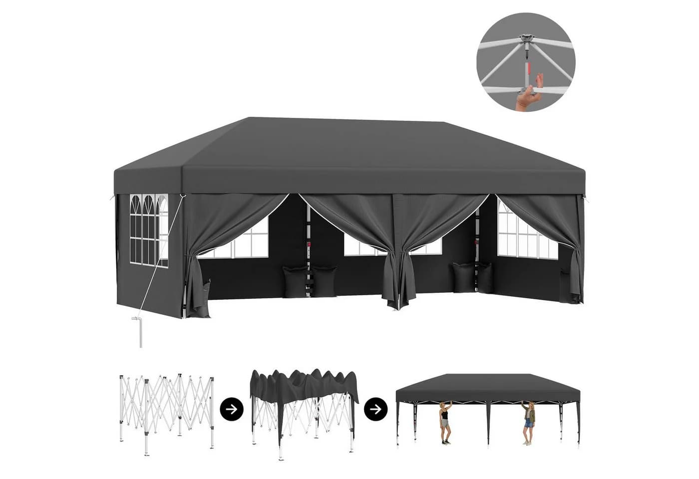 HOMALL Faltpavillon 3x3/3x6 m wasserdicht mit Seitenteilen - Bild 2