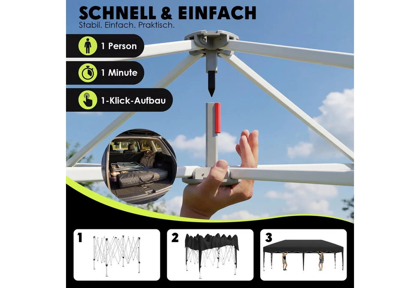 HOMALL Faltpavillon 3x3/3x6 m wasserdicht mit Seitenteilen - Bild 4