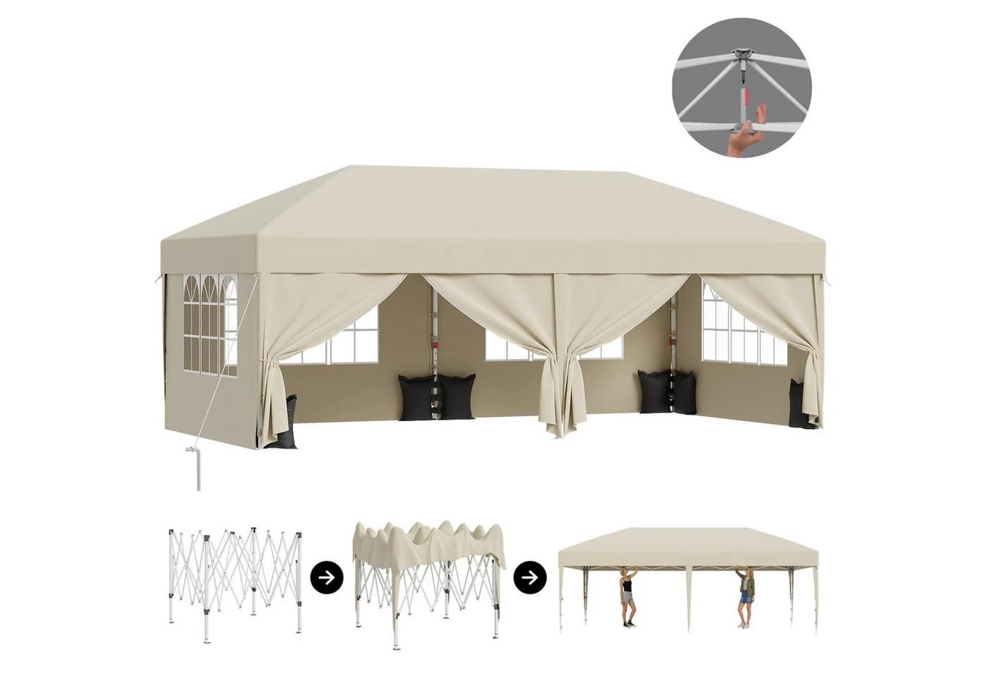 HOMALL Faltpavillon 3x3/3x6 m Beige/Grau/Blau UV-Schutz - Bild 2