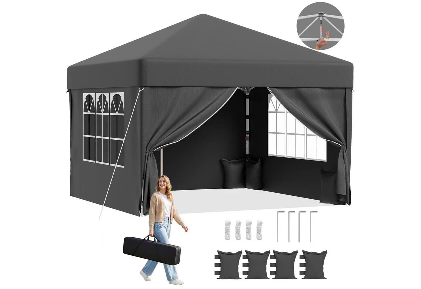 GUNJI Faltpavillon Pop Up Partyzelt Grau Blau Beige - Bild 2