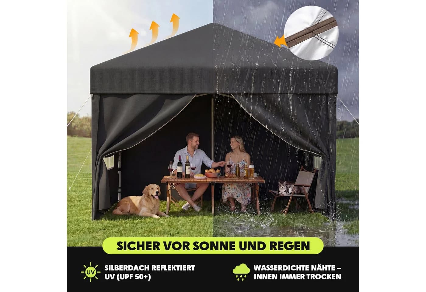 GUNJI Faltpavillon Pop Up Partyzelt Grau Blau Beige - Bild 5