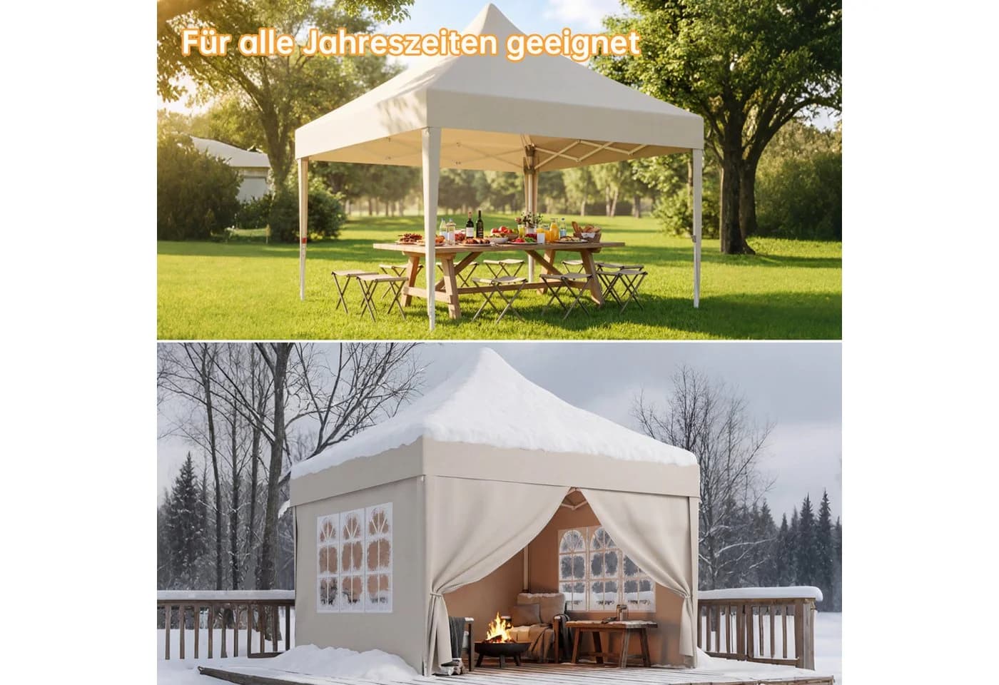 HOMALL Pavillon 3x6m Beige/Grau