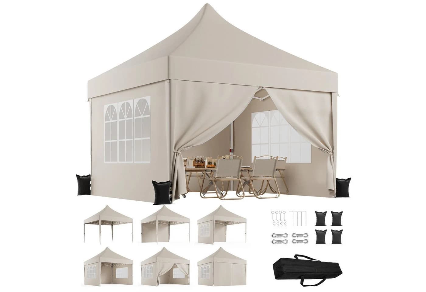 HOMALL Pavillon 3x6m Beige/Grau - Bild 2