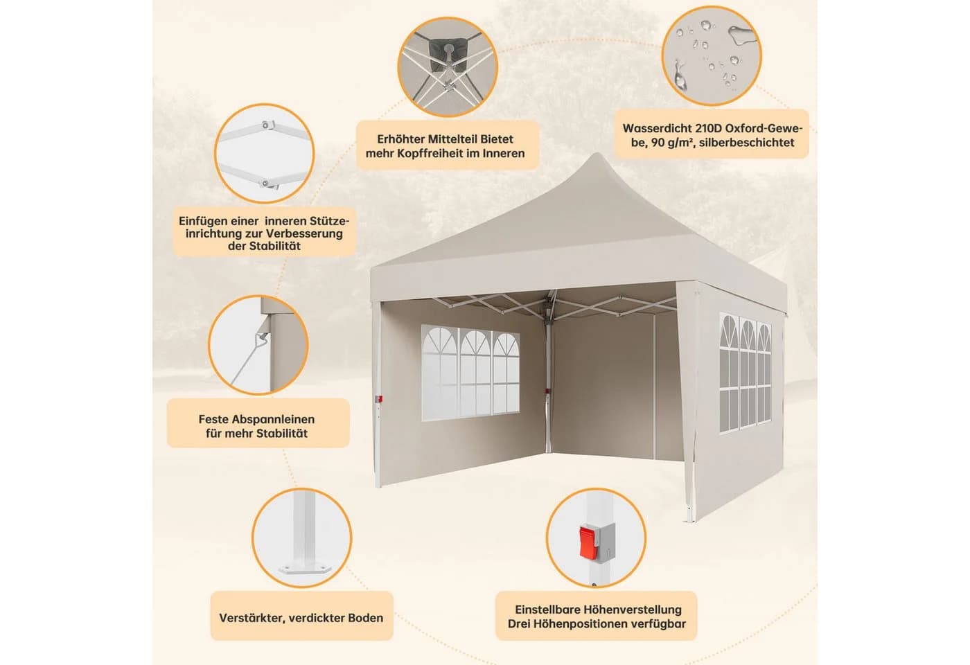 HOMALL Pavillon 3x6m Beige/Grau - Bild 3