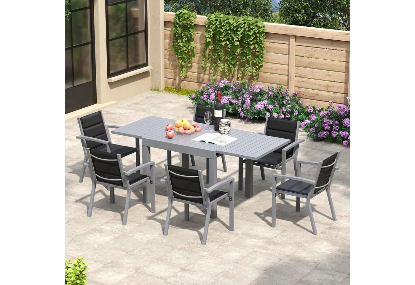 HOMALL Gartentisch Balkontisch Aluminium Ausziehtisch 6-10 Personen