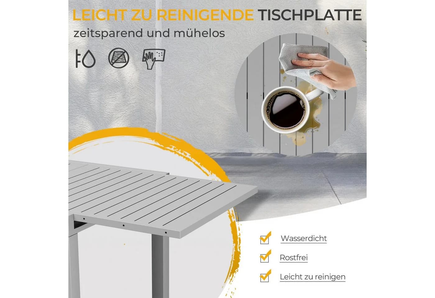 HOMALL Gartentisch Balkontisch Aluminium Ausziehtisch 6-10 Personen - Bild 3