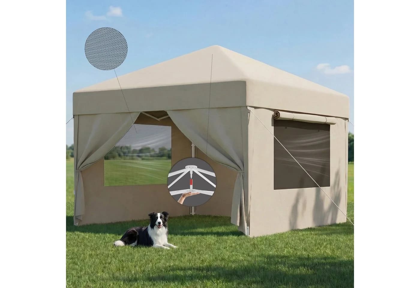 HOMALL Faltpavillon 3x3/3x6 m Gartenpavillon Pop Up Pavillon Beige - Bild 2
