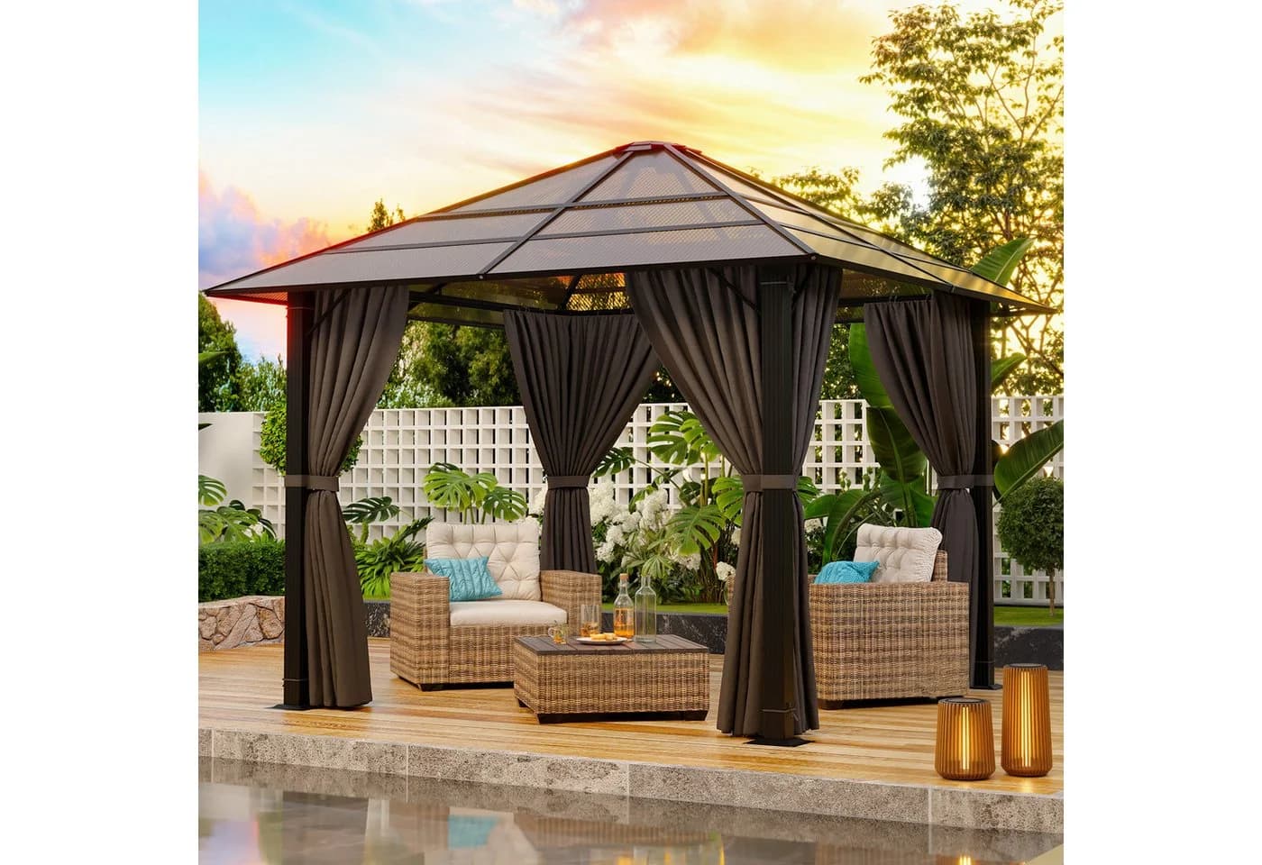 GUNJI Pavillon 3x3/3x4m Gartenpavillon mit LED-Beleuchtung - Bild 2