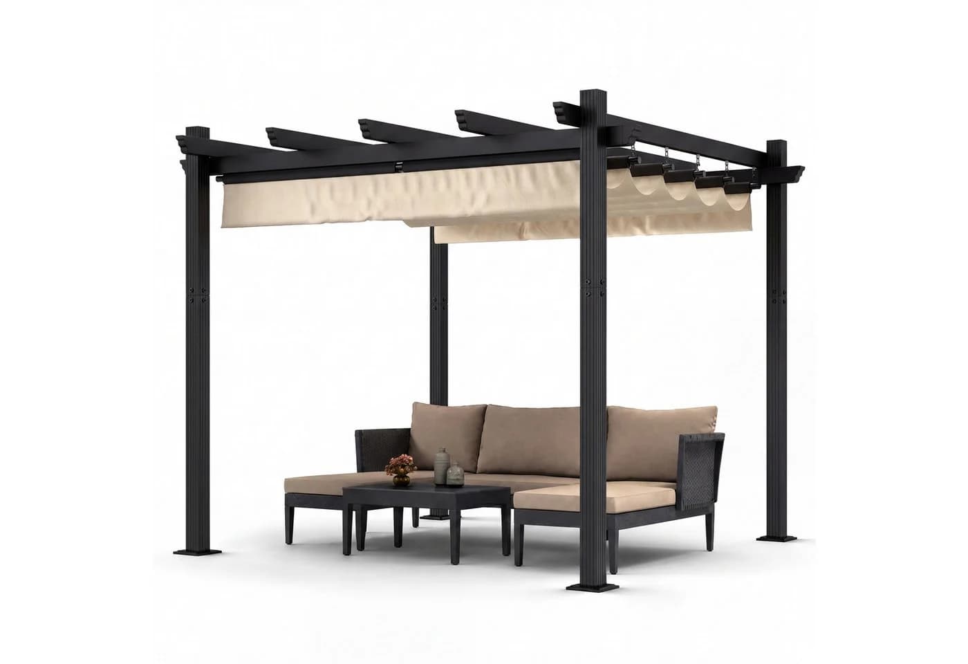 HOMALL Pavillon Pergola mit Aluminiumrahmen und ziehbare Markise