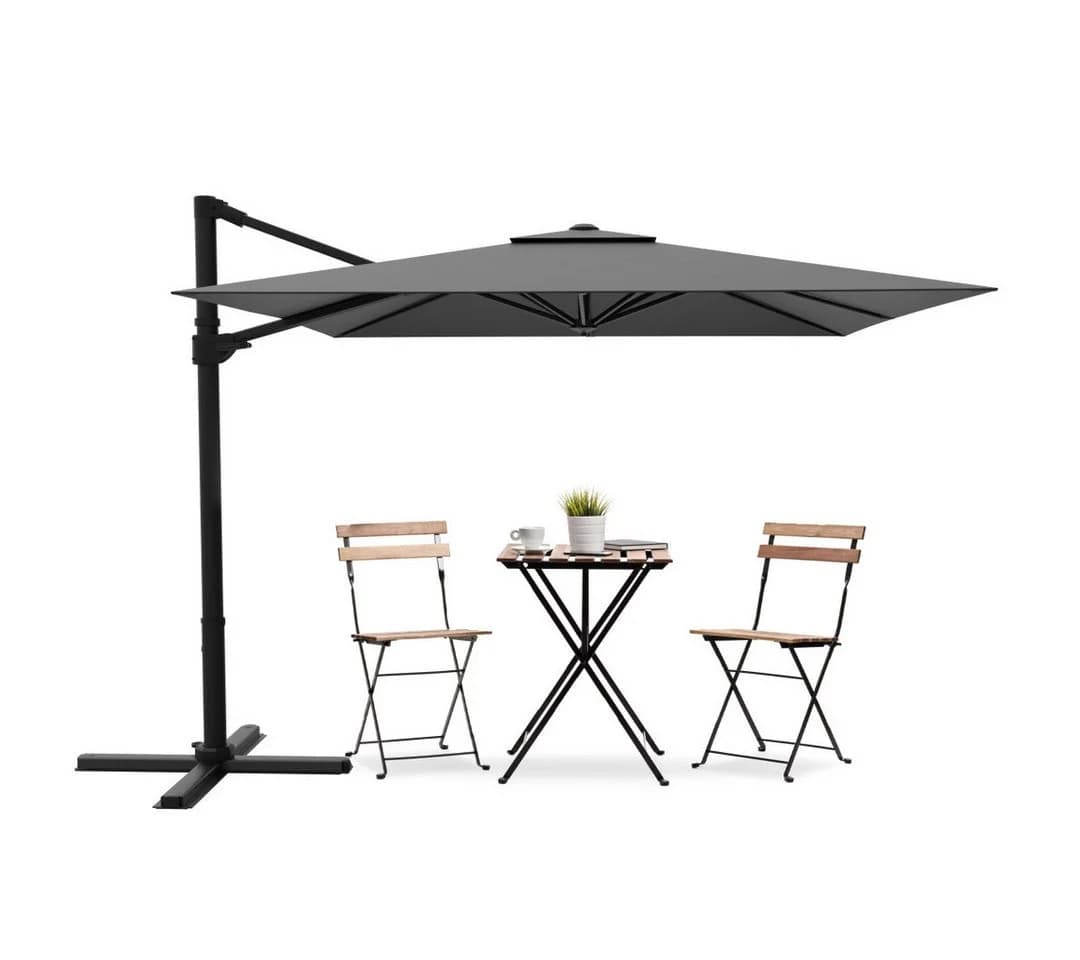 HOMALL Sonnenschirm mit Ständer, 360° drehbar, UV-Schutz 50+, Grau