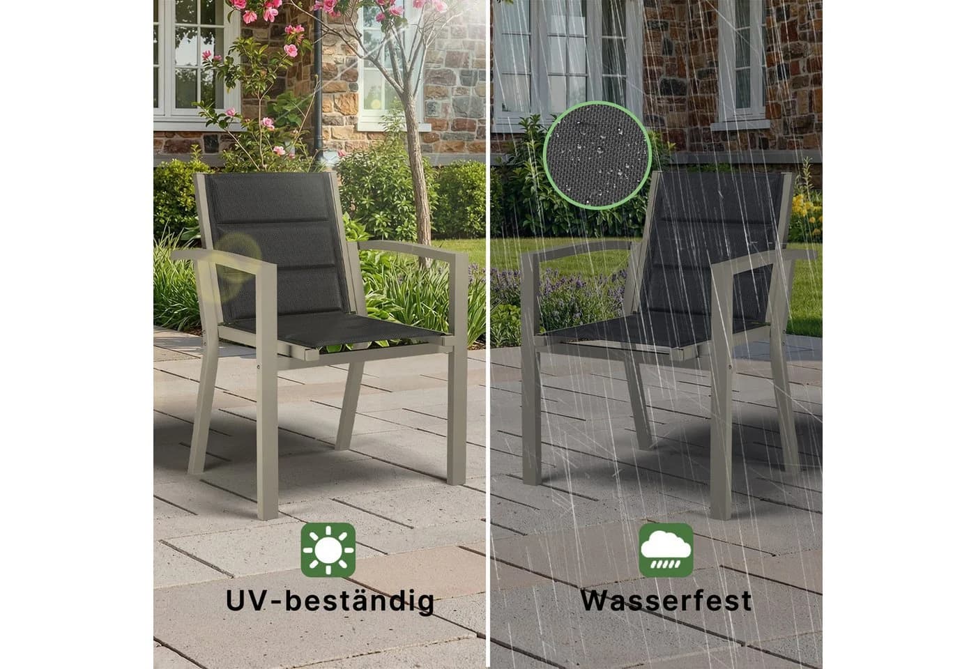 HOMALL Gartenstuhl Stapelbar Aluminium Braun - Bild 5