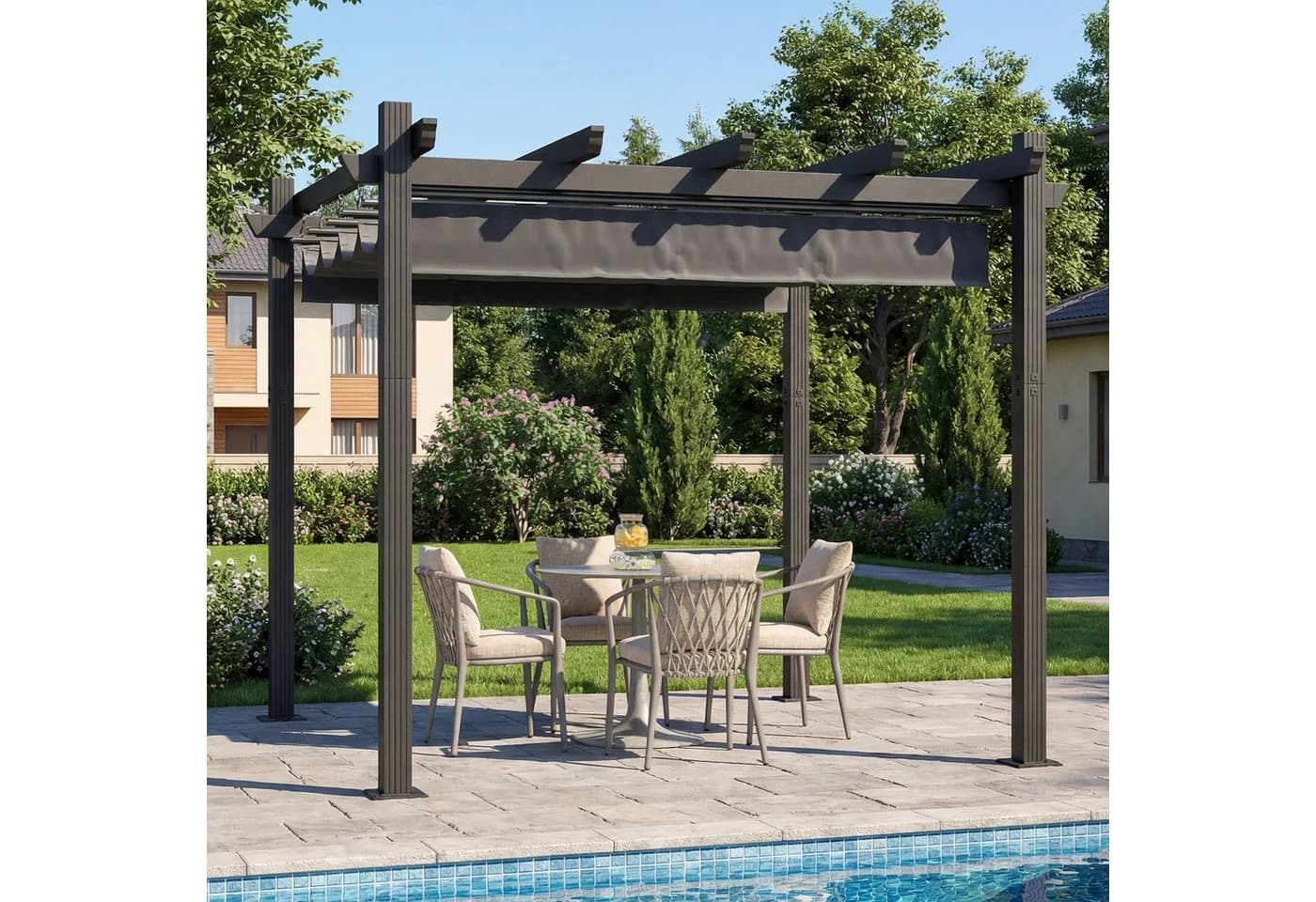 GUNJI Aluminium Pergola mit Magnetbefestigung Grau UV-Schutz - Bild 2