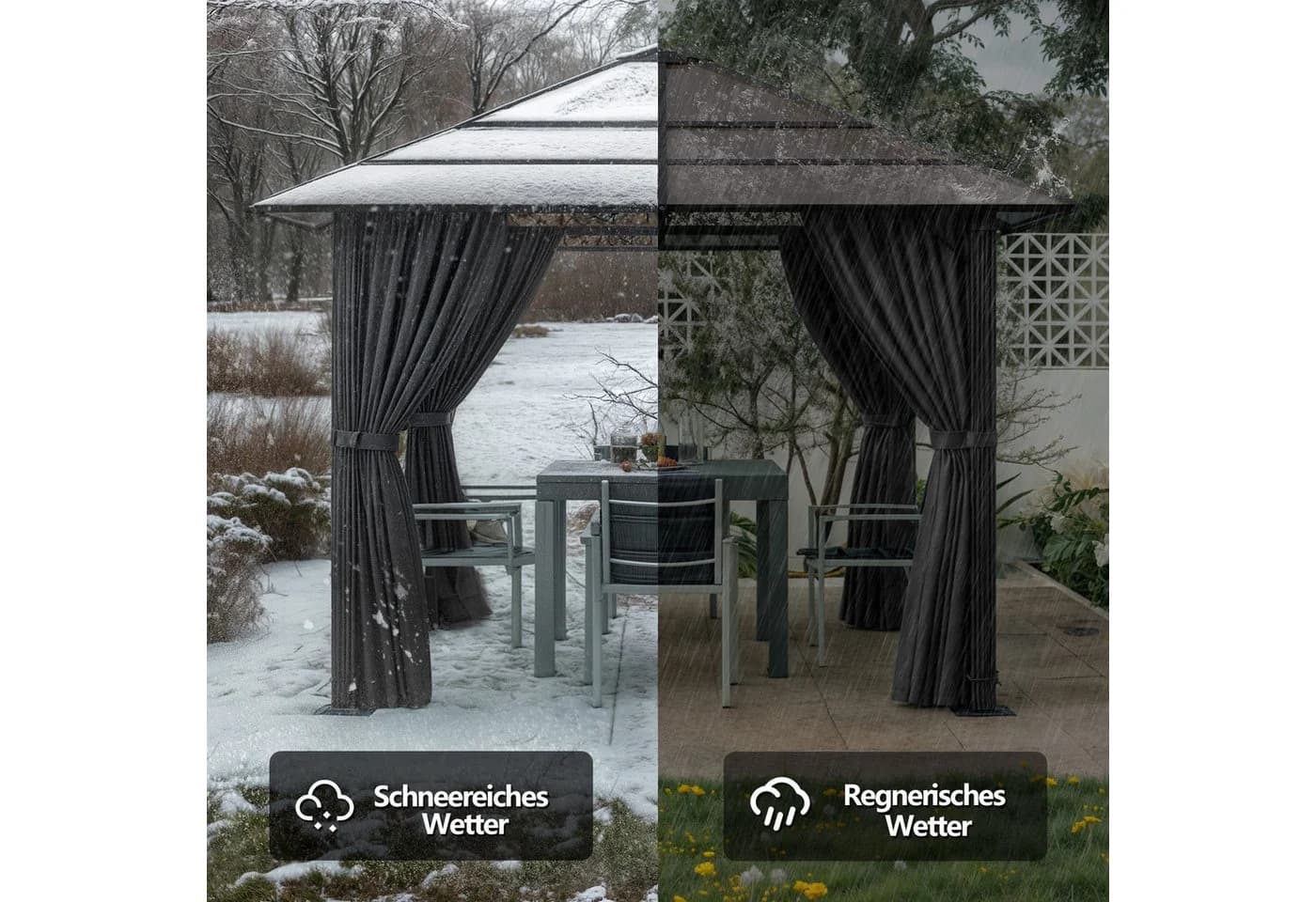HOMALL Gartenpavillon Aluminium mit LED-Beleuchtung und Windschutz - Bild 4