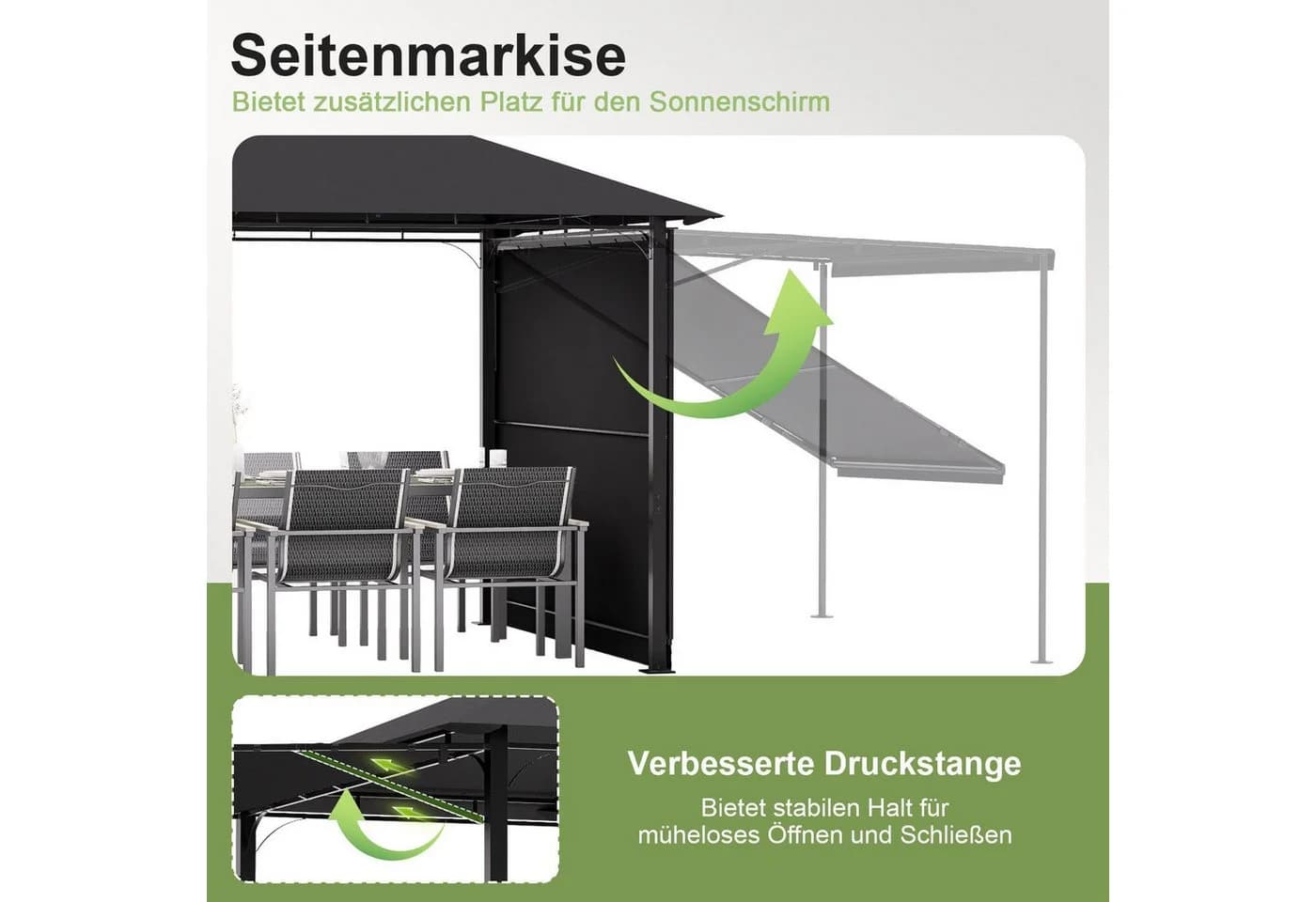HOMALL Pavillon Extend Grillpavillon Grau mit ausklappbarer Seitenveranda - Bild 5
