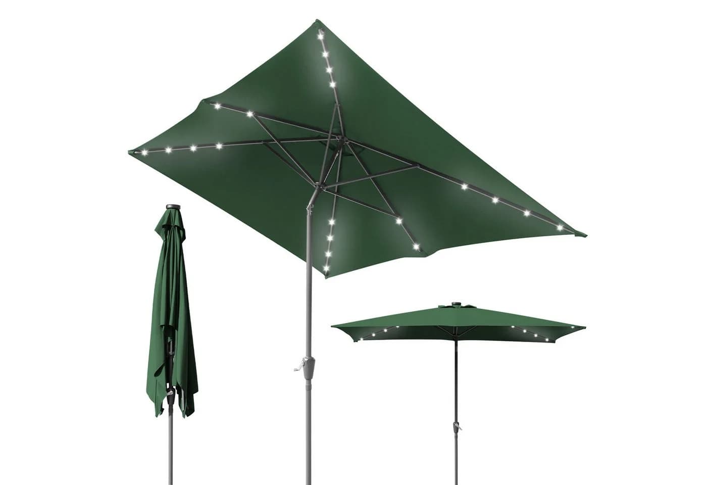 Clanmacy Rechteckiger Sonnenschirm Grün mit LED Solar - Bild 2