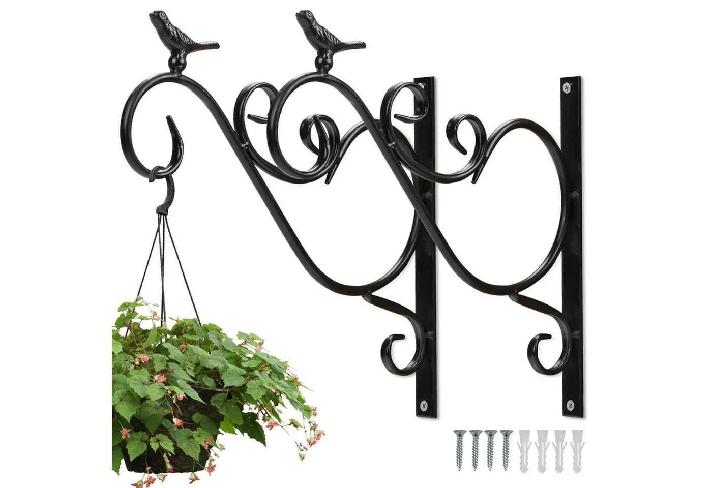 Clanmacy Wandhaken Blumenhaken Schwarz Metall 2er Set - Bild 2