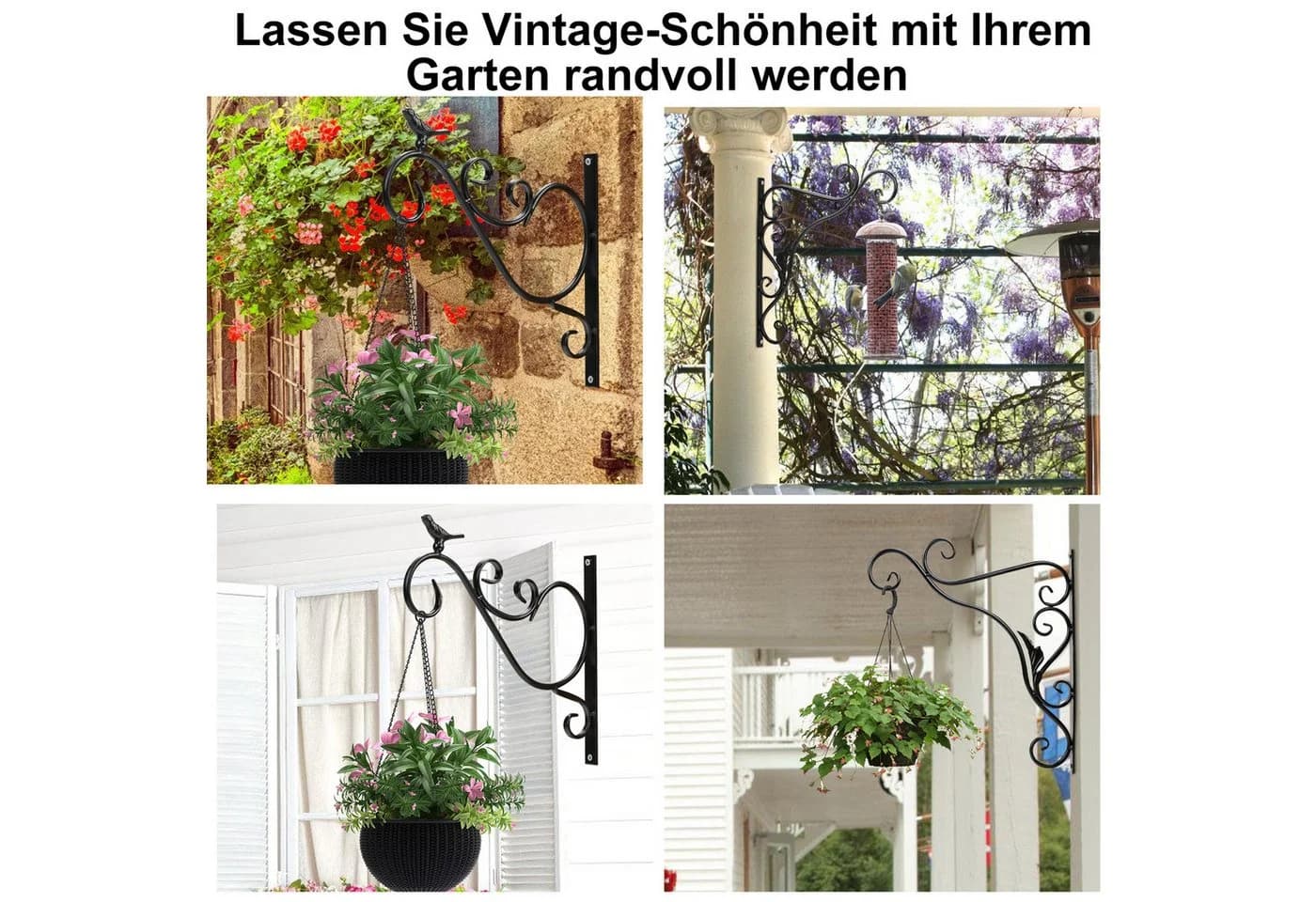 Clanmacy Wandhaken Blumenhaken Schwarz Metall 2er Set - Bild 5