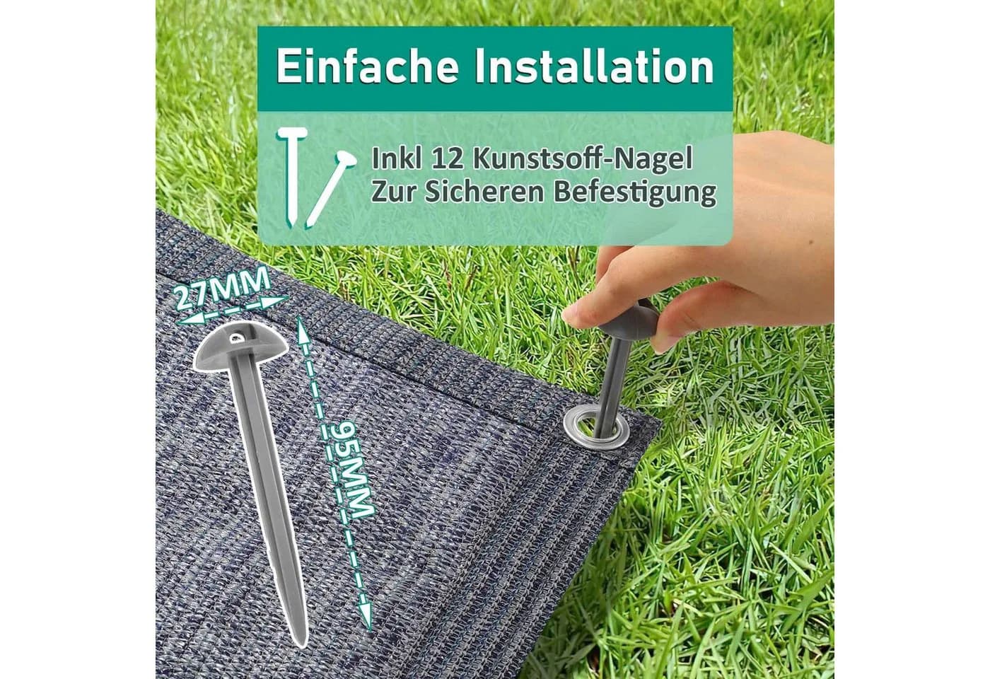 Clanmacy Zeltteppich Outdoor Grau HDPE - Bild 3