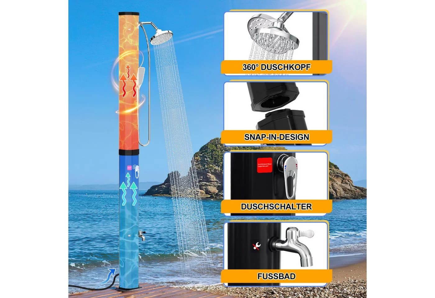 Clanmacy Solardusche 35L mit Fußdusche & Schutzhaube - Bild 3
