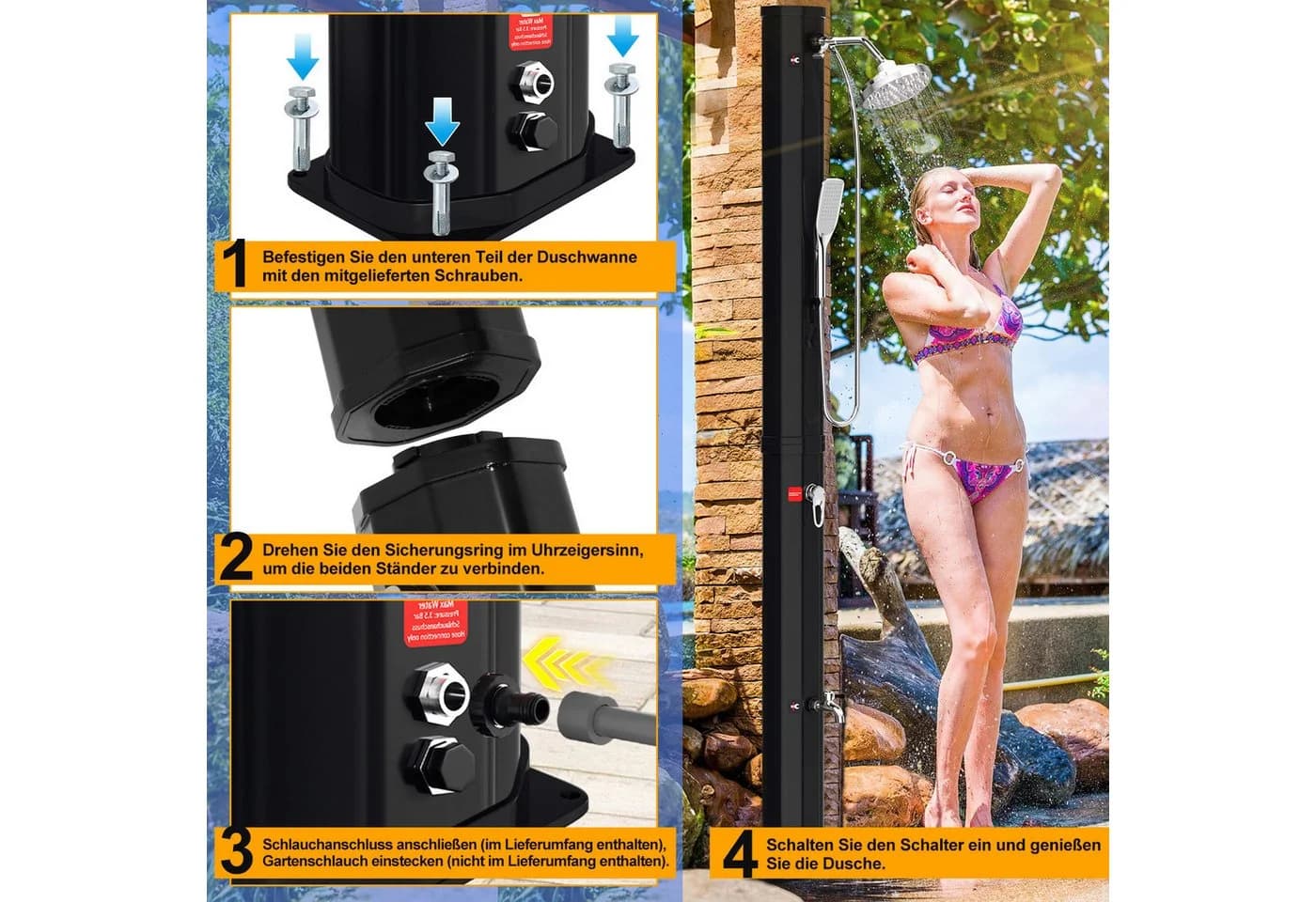 Clanmacy Solardusche 35L mit Fußdusche & Schutzhaube - Bild 5