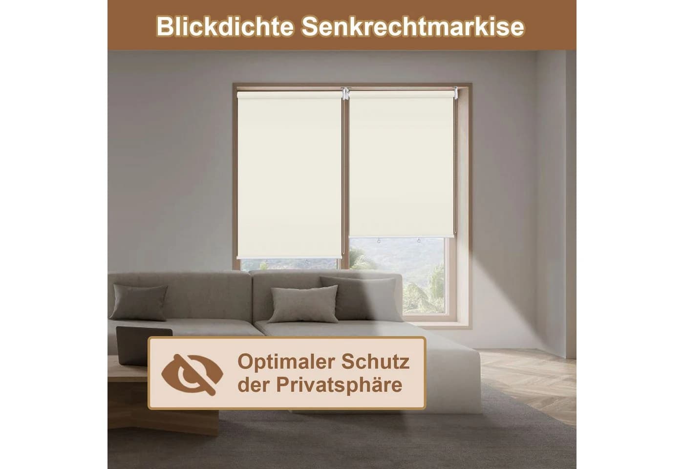 Clanmacy Senkrechtmarkise Außenrollo Balkonmarkise Vertikalmarkise Sichtschutz UV-Schutz - Bild 4