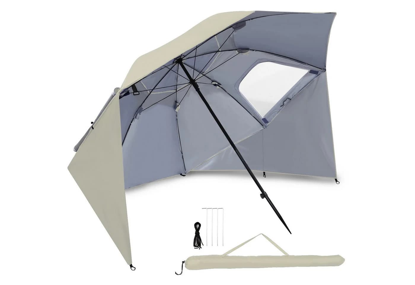 Clanmacy Sonnenschirm Strandschirm Beige UV50+ Pop-up - Bild 2