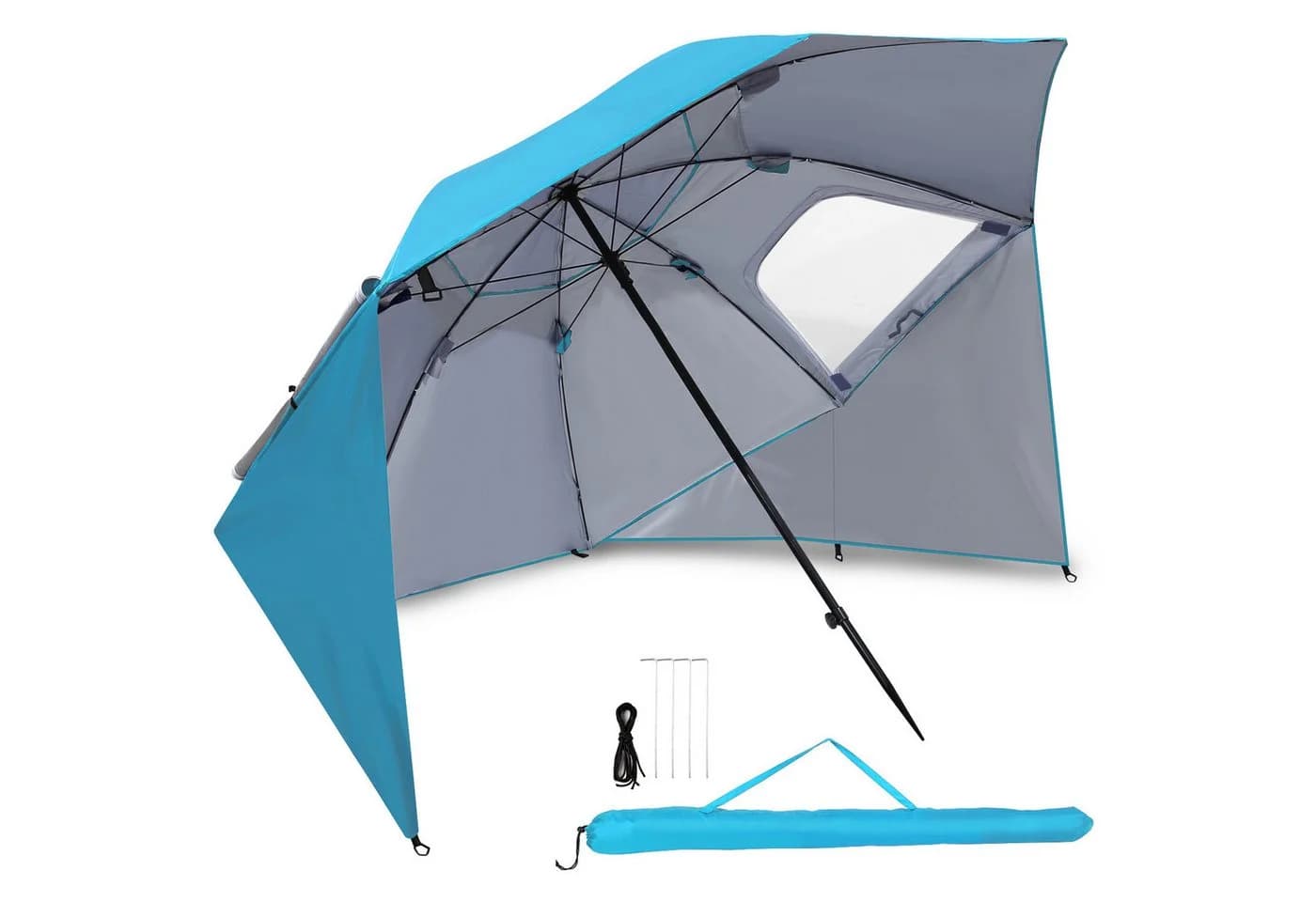 Clanmacy Sonnenschirm Strandschirm UV50+ Blau Pop-up - Bild 2
